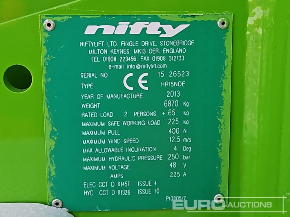 Aerial platform 2013 Niftylift HR15NDE: picture 39