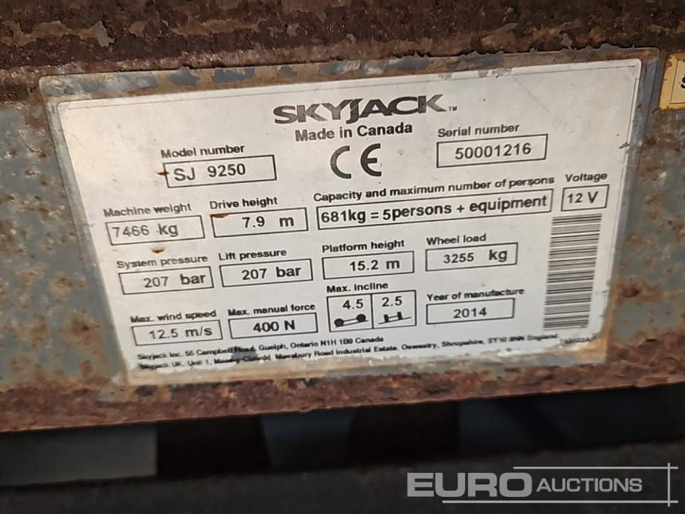 Aerial platform 2014 SkyJack SJ9250: picture 45