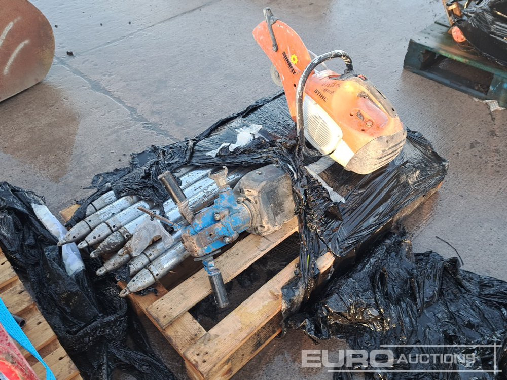 Pallet of Horizoltal Boring Bits, Air Breaker, Stihl TS410 Consaw - Asphalt machine: picture 2 Pallet of Horizoltal Boring Bits, Air Breaker, Stihl TS410 Consaw - Asphalt machine: picture 2