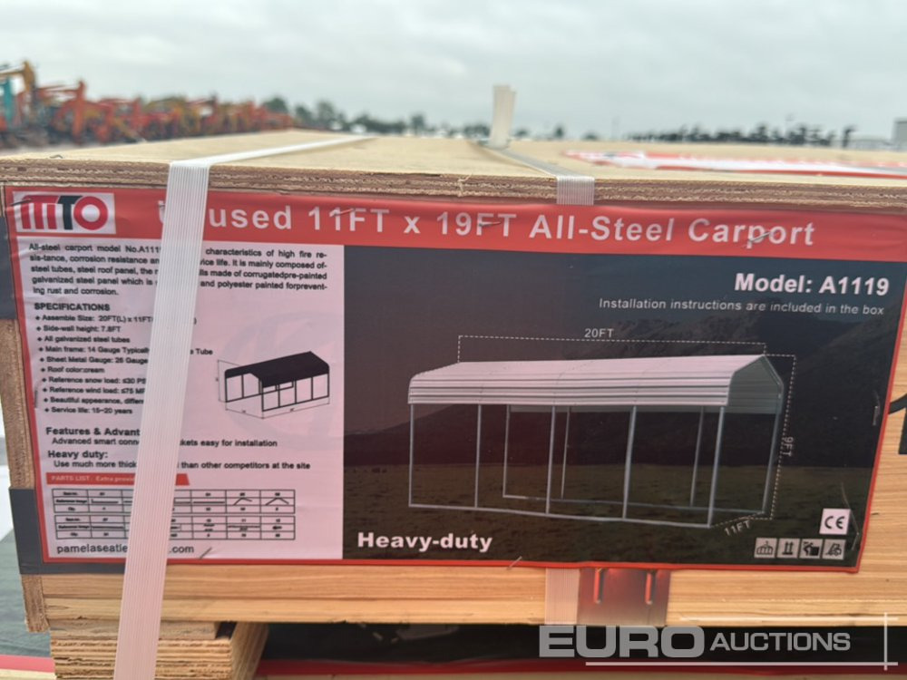 Unused 11' x 19' Steel Car Port (Cannot Be Reconsigned) - Construction container: picture 1 Unused 11' x 19' Steel Car Port (Cannot Be Reconsigned) - Construction container: picture 1