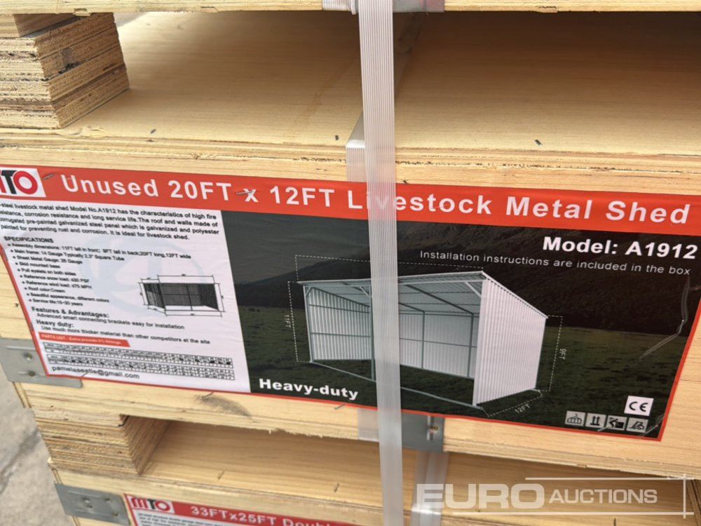 Unused 20' x 12' Livestock Metal Shed (Cannot Be Reconsigned) - Construction container: picture 1 Unused 20' x 12' Livestock Metal Shed (Cannot Be Reconsigned) - Construction container: picture 1