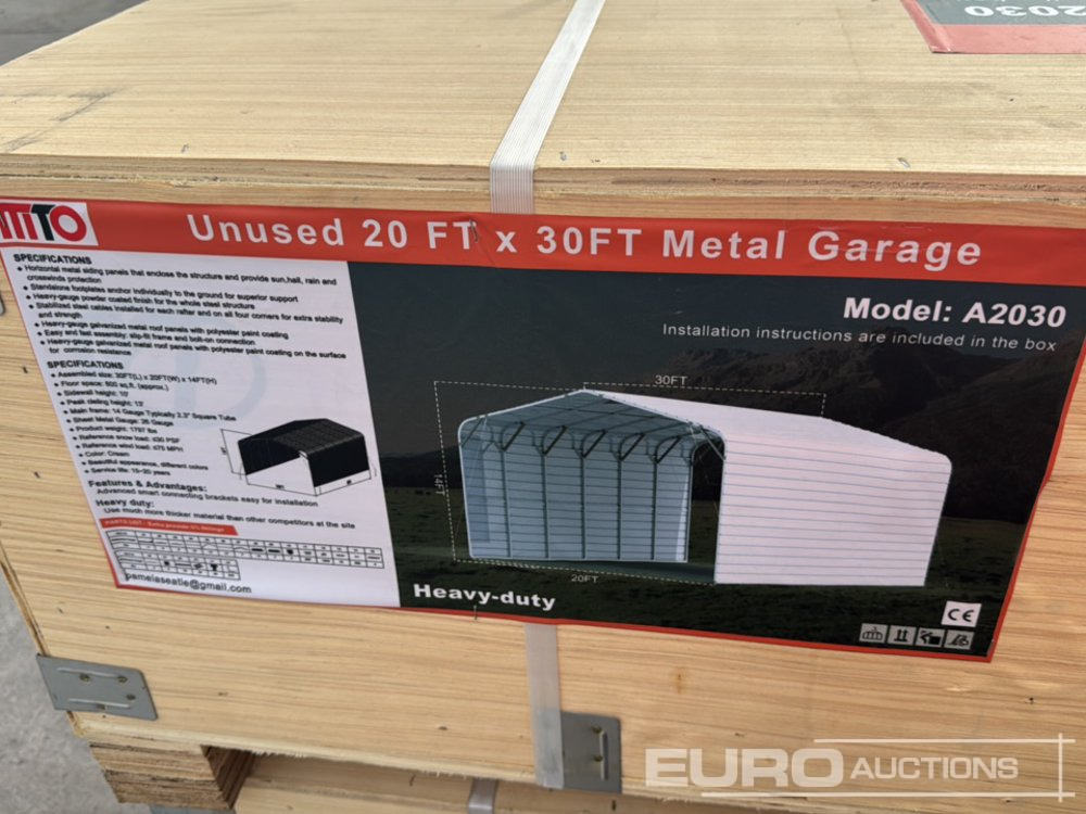 Unused 20' x 30' Garage Metal Shed (Cannot Be Reconsigned) - Construction container: picture 1 Unused 20' x 30' Garage Metal Shed (Cannot Be Reconsigned) - Construction container: picture 1