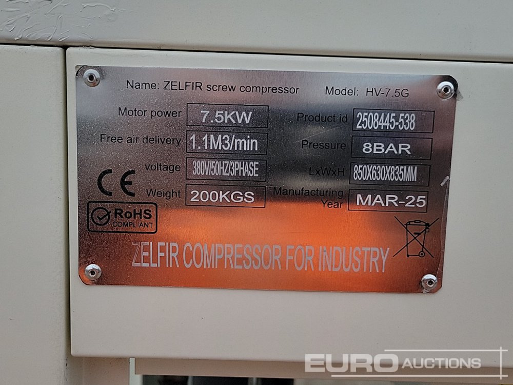 Air compressor Unused 2025 Zelfir HV-7.5G: picture 26