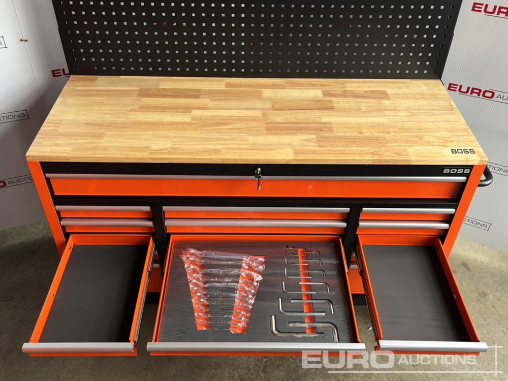 Garage equipment Unused Boss Wheeled Tool Cabinet, 16 Drawers, 492pc Tools: picture 13