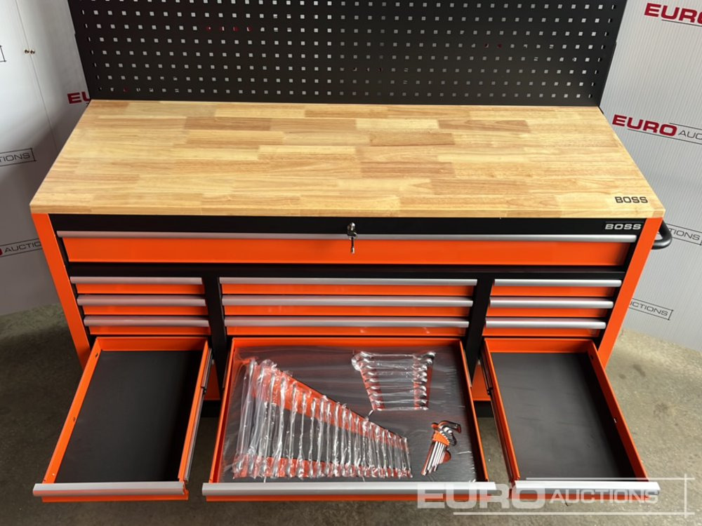 Garage equipment Unused Boss Wheeled Tool Cabinet, 16 Drawers, 492pc Tools: picture 14