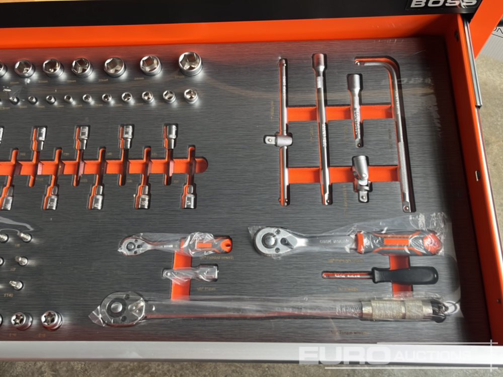 Garage equipment Unused Boss Wheeled Tool Cabinet, 16 Drawers, 492pc Tools: picture 25