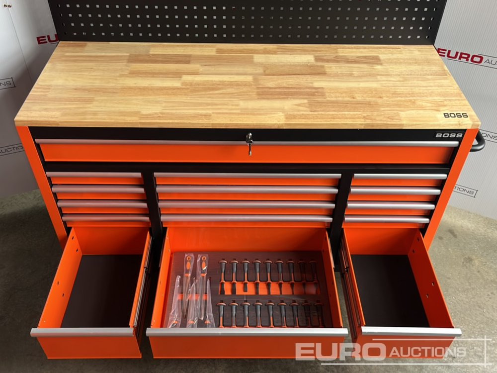 Garage equipment Unused Boss Wheeled Tool Cabinet, 16 Drawers, 492pc Tools: picture 15