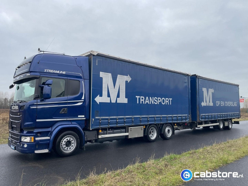 Scania R450 LB6X2MLB Euro 6 - Bouwjaar 2016 - Topline - Doorlaad-volume combi+ Wecon Middenas aanhangwagen - Good condition - Curtain side truck: picture 2 Scania R450 LB6X2MLB Euro 6 - Bouwjaar 2016 - Topline - Doorlaad-volume combi+ Wecon Middenas aanhangwagen - Good condition - Curtain side truck: picture 2