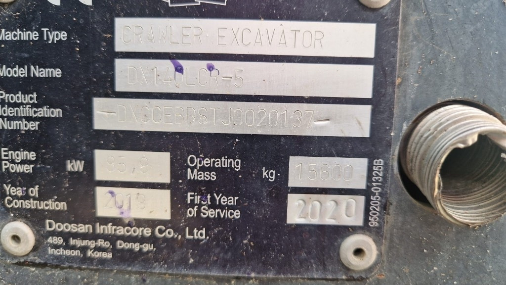 Crawler excavator Doosan DX 140 LCR: picture 9 Crawler excavator Doosan DX 140 LCR: picture 9