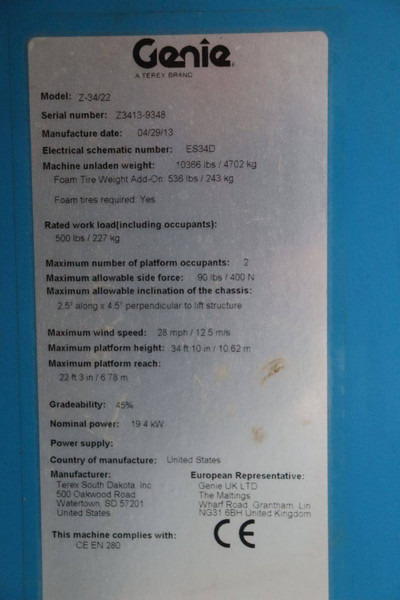 Articulated boom lift Genie Z-34/22: picture 20 Articulated boom lift Genie Z-34/22: picture 20
