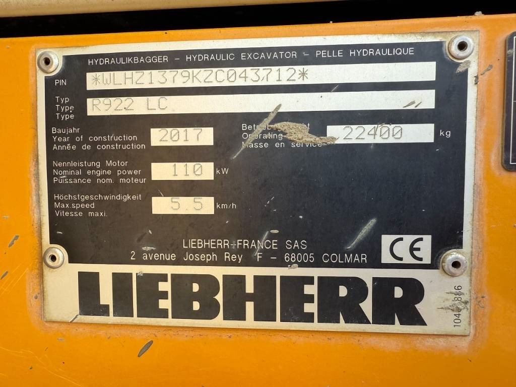 Liebherr R 922 LC  - Crawler excavator: picture 2 Liebherr R 922 LC  - Crawler excavator: picture 2